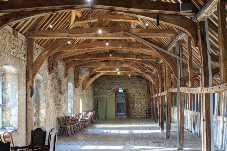 Ancient hall with timber roof beams